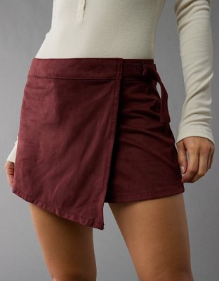 Женские юбки American Eagle AE High-Waisted Sueded Faux Wrap Skort — фото 5