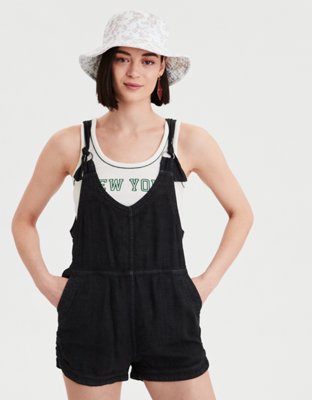 HighWaisted Soft Linen Short Overall