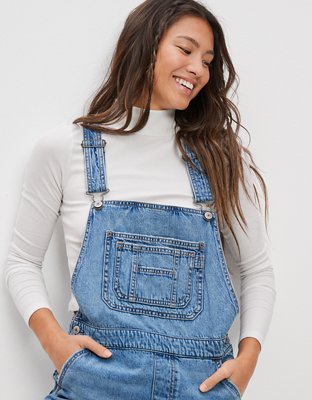 AE Dreamy Drape Denim Baggy Overall Short
