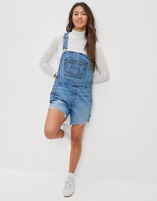 AE Dreamy Drape Denim Baggy Overall Short