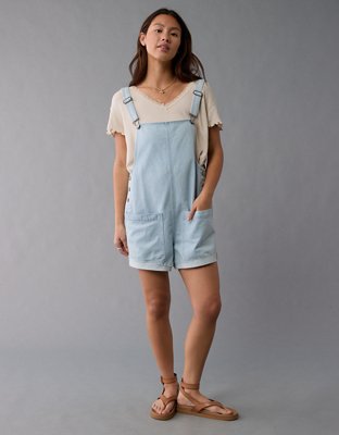 AE Denim Short Overol Holgado Sencillo