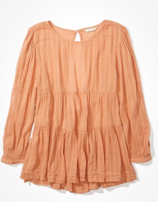 AE Long Sleeve Tiered Babydoll Top