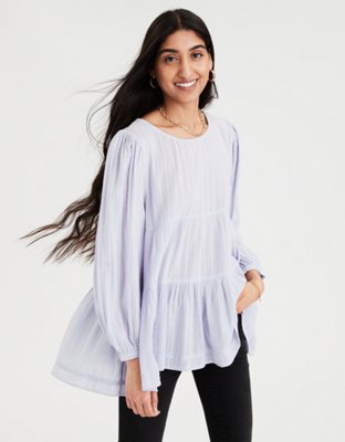 AE Long Sleeve Tiered Babydoll Top