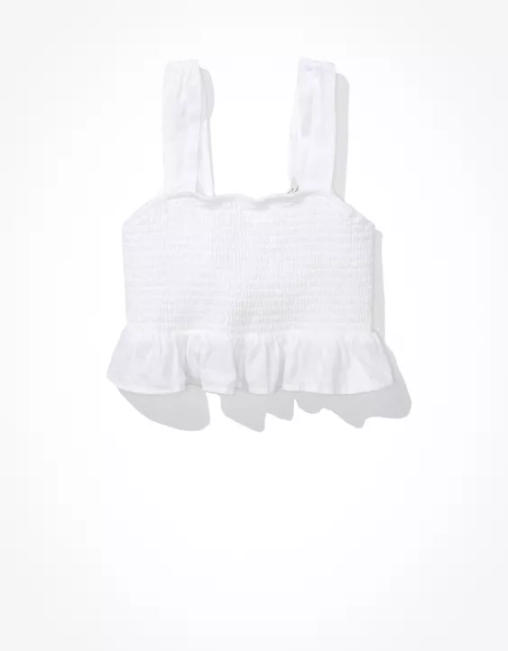 AE Tie-Back Smocked Cropped Cami