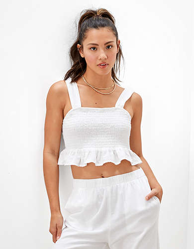 AE Tie-Back Smocked Cropped Cami
