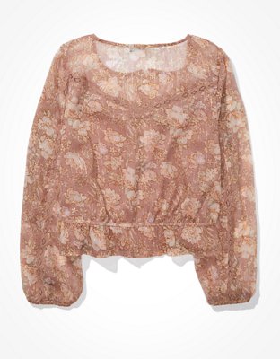 AE Lace Button-Up Top