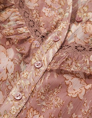 AE Lace Button-Up Top