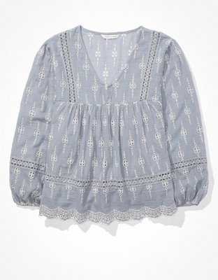 Женские блузки American Eagle AE Solid Embroidered Blouse — фото 3