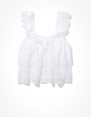 Женские блузки American Eagle AE Flutter-Sleeve Button-Up Blouse — фото 3