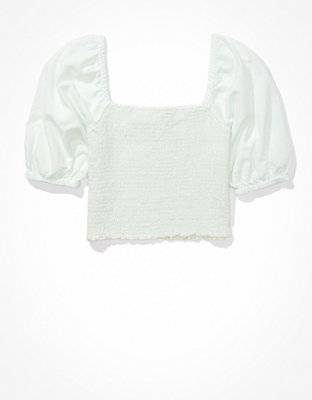 Женские топы American Eagle AE Solid Smocked Sweetheart Neck Top — фото 4