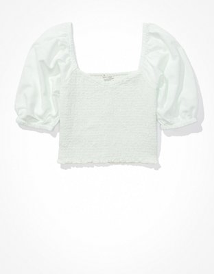 Женские топы American Eagle AE Solid Smocked Sweetheart Neck Top — фото 3