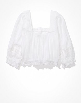 AE Lace Puff-Sleeve Blouse