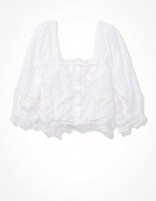 AE Lace Puff-Sleeve Blouse
