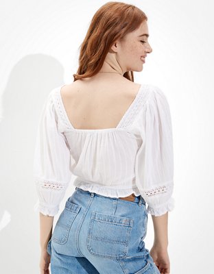 AE Lace Puff-Sleeve Blouse