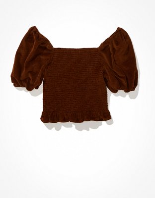 AE Smocked Puff-Sleeve Blouse