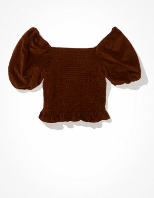 AE Smocked Puff-Sleeve Blouse