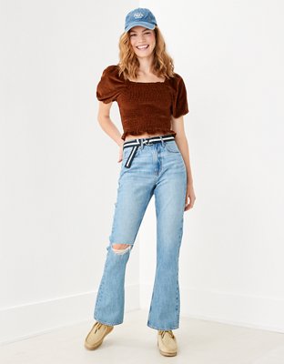 AE Smocked Puff-Sleeve Blouse