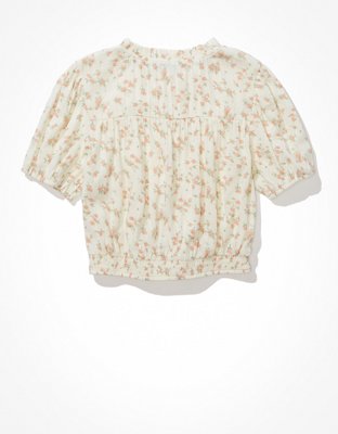 Женские блузки American Eagle AE Cropped Smocked Blouse — фото 4
