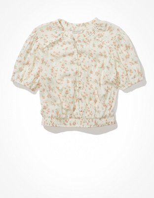Женские блузки American Eagle AE Cropped Smocked Blouse — фото 3