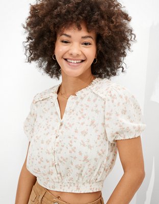 AE Cropped Smocked Blouse
