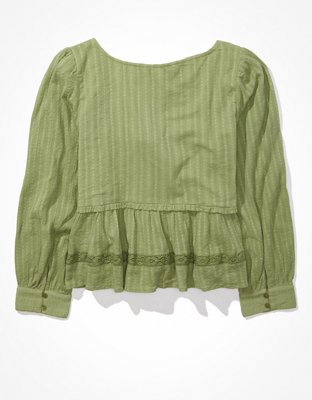 AE Long-Sleeve Babydoll Blouse