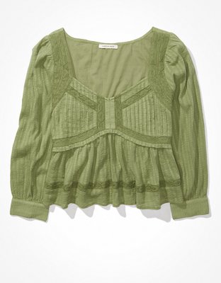 AE Long-Sleeve Babydoll Blouse