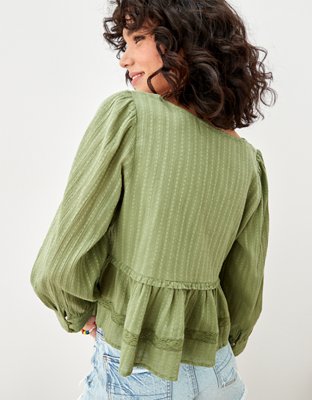 AE Long-Sleeve Babydoll Blouse