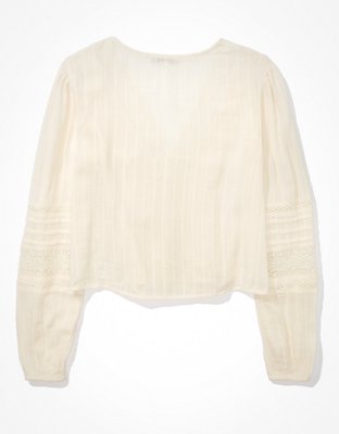 AE V-Neck Ruffle Lace Blouse