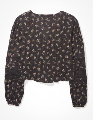 AE V-Neck Ruffle Lace Blouse