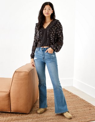 AE V-Neck Ruffle Lace Blouse