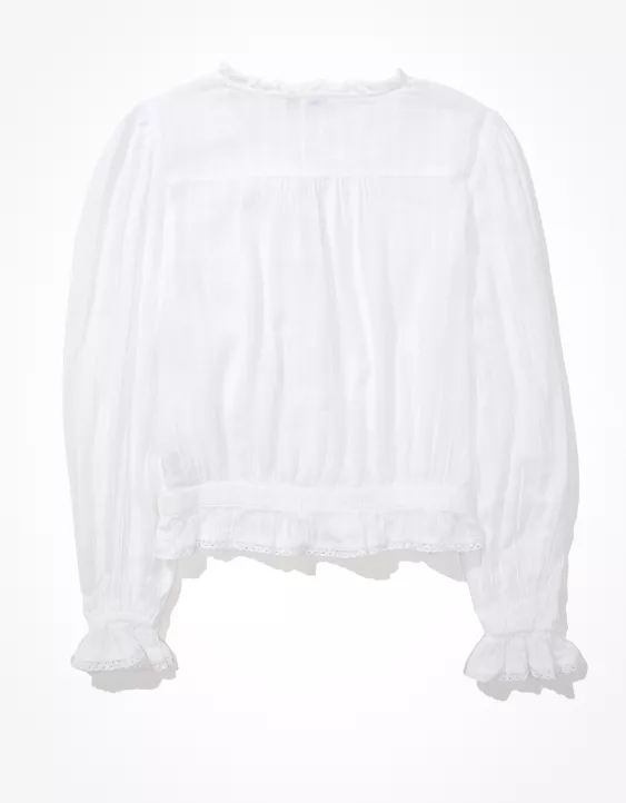 AE Long-Sleeve Lace Blouse