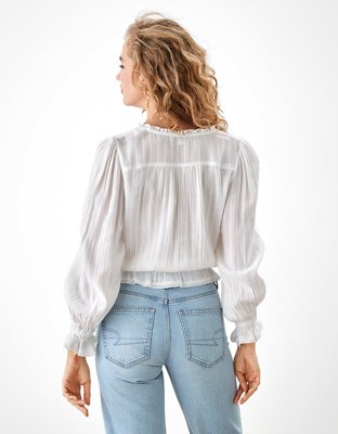 AE Long-Sleeve Lace Blouse