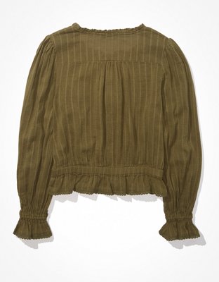 Женские блузки American Eagle AE Long-Sleeve Lace Blouse — фото 4