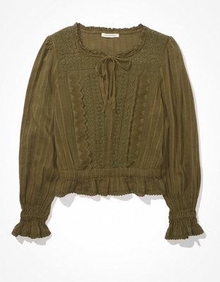 Женские блузки American Eagle AE Long-Sleeve Lace Blouse — фото 3