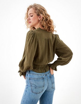 Женские блузки American Eagle AE Long-Sleeve Lace Blouse — фото 2