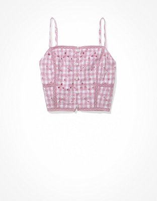 Женские топы American Eagle AE Square Neck Button-Up Cami — фото 3