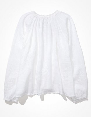 Женские топы American Eagle AE Long-Sleeve Button-Up Tunic — фото 4