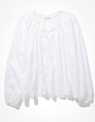 Женские топы American Eagle AE Long-Sleeve Button-Up Tunic — фото 3