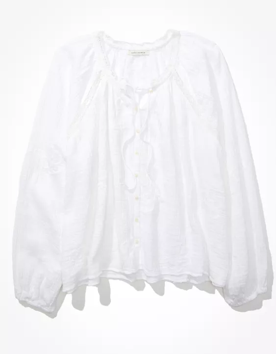 AE Long-Sleeve Button-Up Tunic