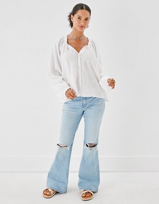 Женские топы American Eagle AE Long-Sleeve Button-Up Tunic — фото 5