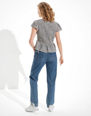Женские футболки American Eagle AE V-Neck Smocked Babydoll Tee — фото 2