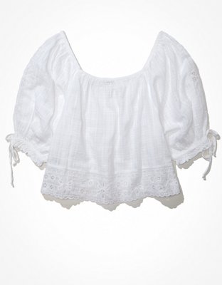 Женские блузки American Eagle AE Wide Neck Puff-Sleeve Blouse — фото 4
