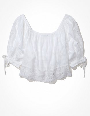 AE Wide Neck Puff-Sleeve Blouse