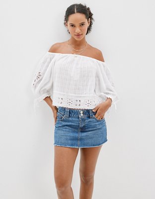AE Wide Neck Puff-Sleeve Blouse