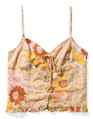 AE Cami cropped acordonada con escote V