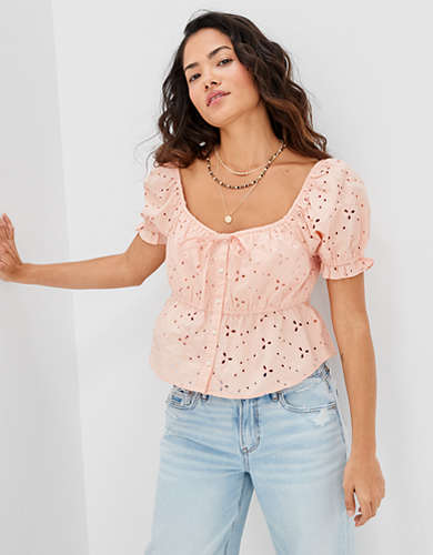 AE Embroidered Babydoll Blouse
