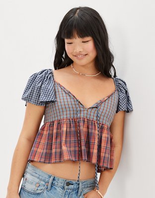 AE Blusa babydoll con escote V