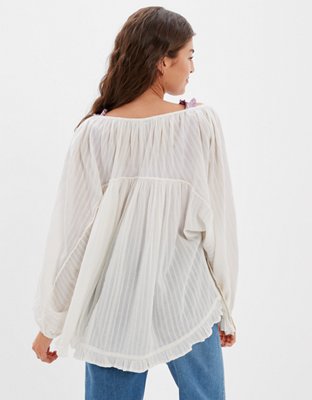 Женские рубашки American Eagle AE Long-Sleeve Beachy Shirt — фото 2