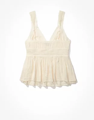AE Lace Trim Babydoll Tank Top