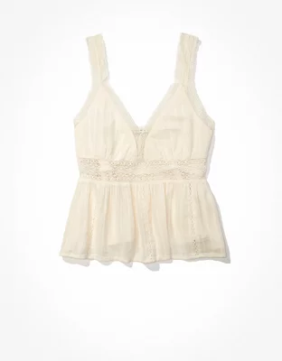 AE Lace Trim Babydoll Tank Top
